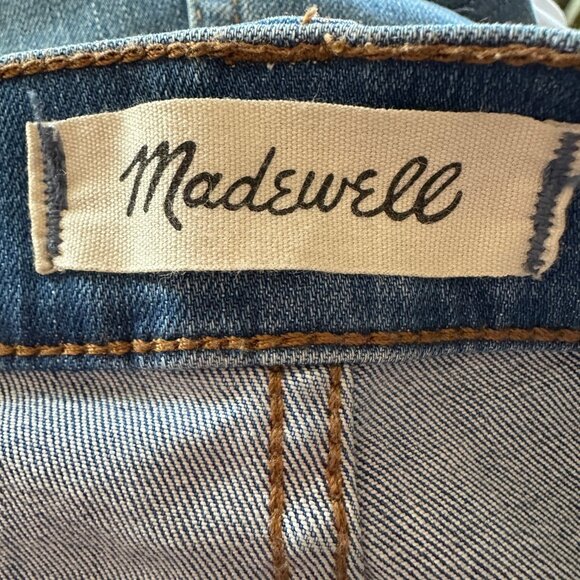 Madewell Women's Jeans Size 31 Cali Demi Bootcut Two Tone Denim Raw Hem - Picture 3 of 5